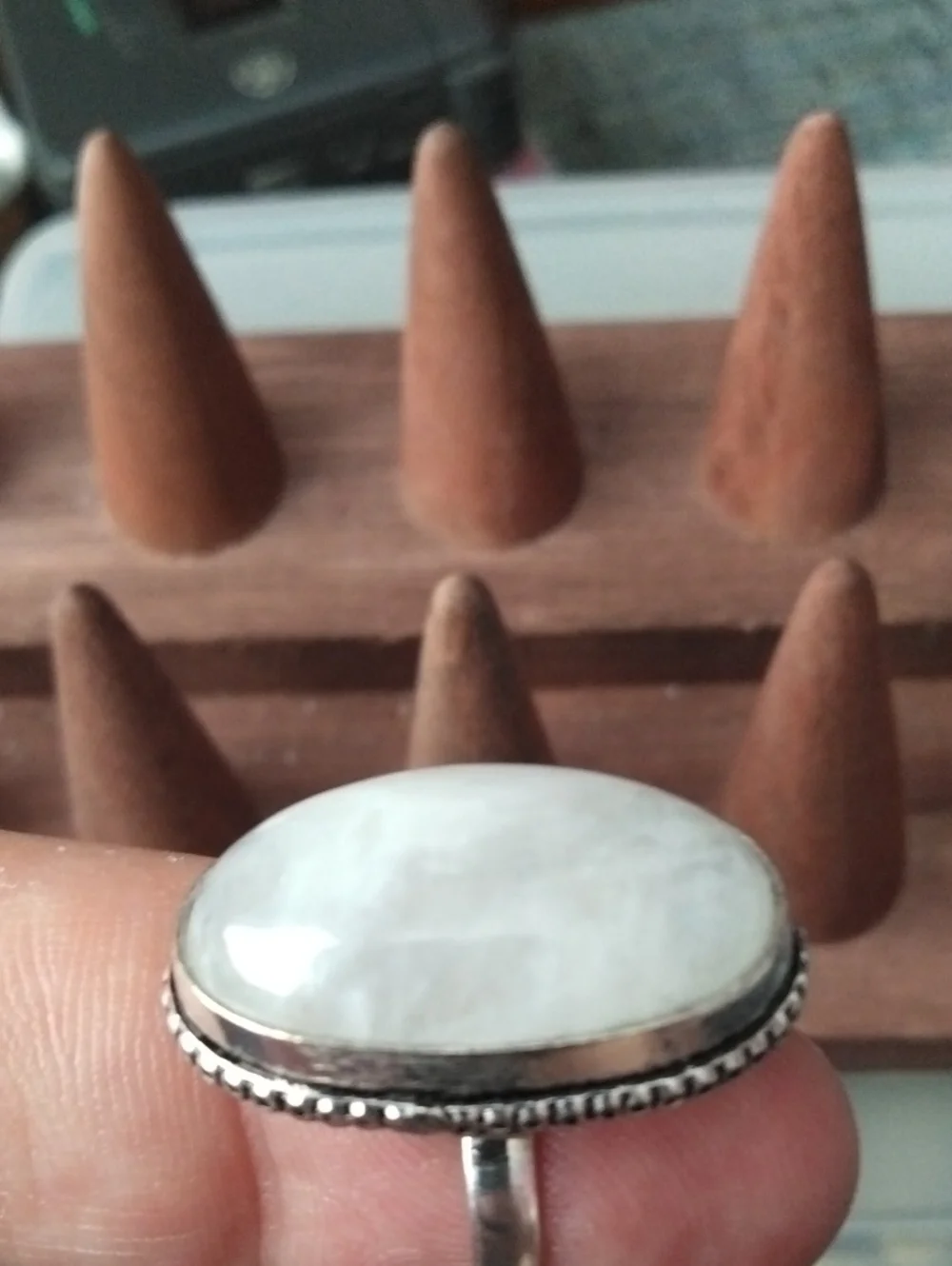 Sterling Silver Oval Moonstone Stone Statement Ring